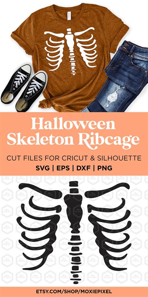 Rib Cage Svg Halloween Clip Art Skeleton Graphic Halloween Cut Files For Cricut Etsy