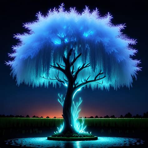 Premium AI Image Bioluminescent Weeping Willow Tree