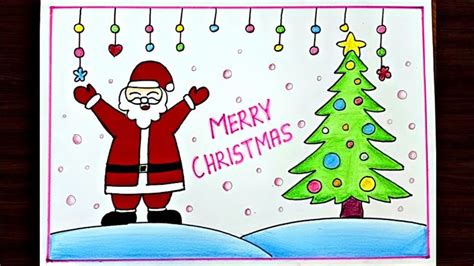 How To Draw Santa Claus Easymerry Christmas Poster Drawing Christmas