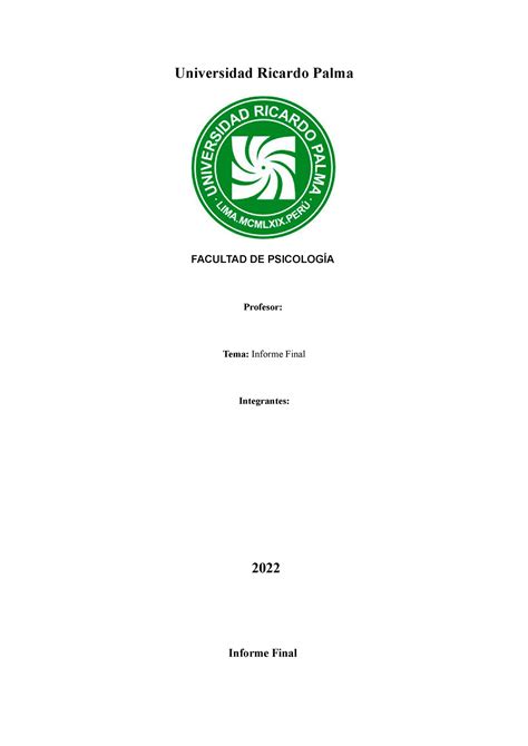 Informe De Elaboraci N Universidad Ricardo Palma Facultad De