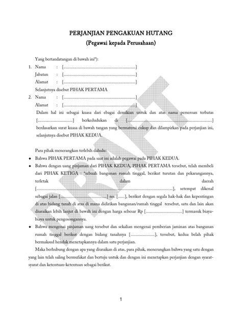 Surat Pengakuan Hutang Pdf