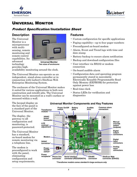 Emerson Liebert Ums02400 Specification And Installation Guide Manualzz