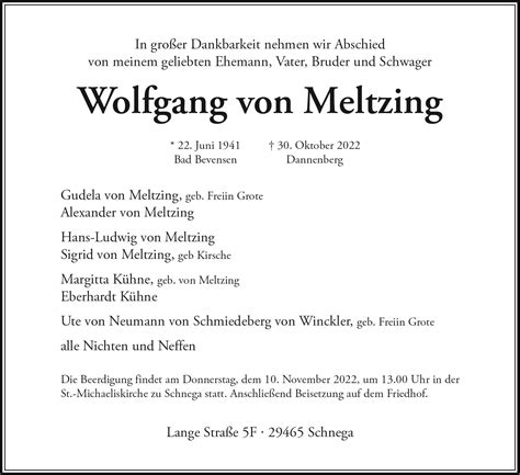 Das Trauerportal F R L Chow Dannenberg Todesanzeigen Wolfgang Von