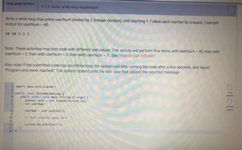 Solved Challenge Activity Basic While Loop With User Chegg