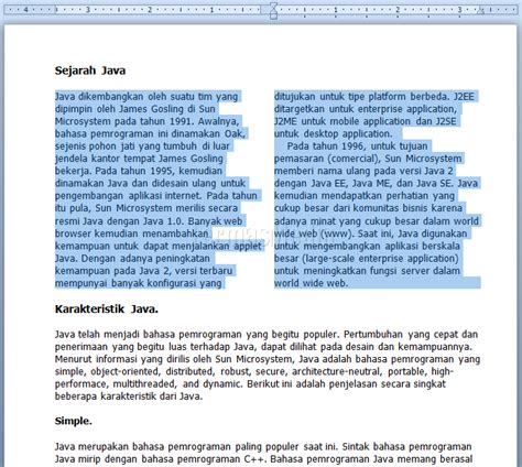 Membuat Kolom Koran Newspaper Columns Di Microsoft Word