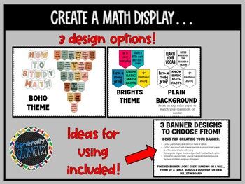 Math Banner | Math Classroom Decor | How to Study Math by Generally Geometry