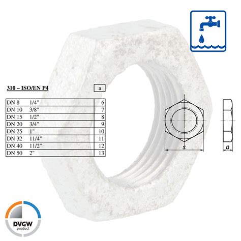Temperguss Gewindefitting Verzinkt Gegenmutter Typ Dvgw Versc
