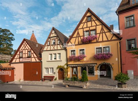 Houses with Timber framing (half-timbered) on Herrngasse in Rothenburg ...