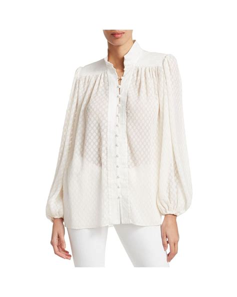 Zimmermann Plisse Dot Print Blouse In White Lyst