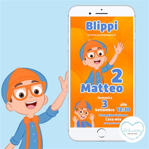 Blippi Invito Digitale Compleanno Perle Di Carta