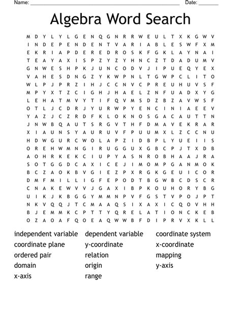 Algebra Word Search Wordmint