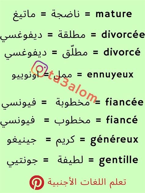 تعلم كلمات فرنسية لاينز