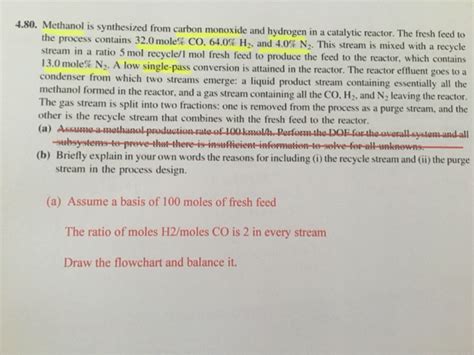 Solved 4 80 Methanol Is Synthesized From Carbon Monoxide Chegg