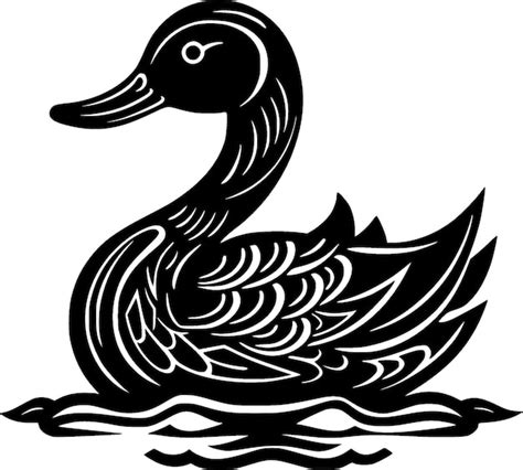 Premium Vector Duck Black And White Vector Illustration