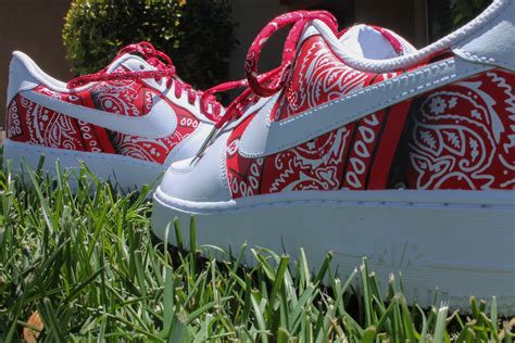 Custom Bandana Nike Air Force One Red Premade Size Etsy