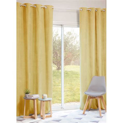 Jobs Yellow Eyelet Curtain 140 X 250 Cm Maisons Du Monde