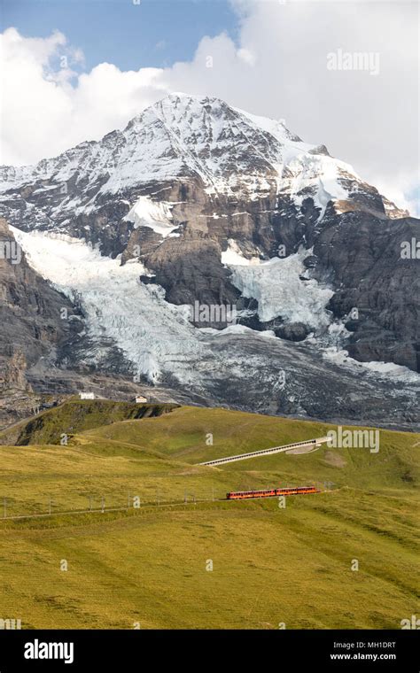 Train ride with view of Jungfrau in Switzerland Stock Photo - Alamy