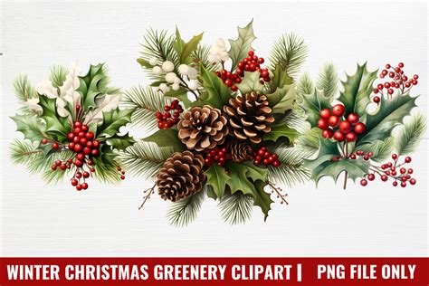 Winter Christmas Greenery Clipart Graphic By Craftart Creative Fabrica