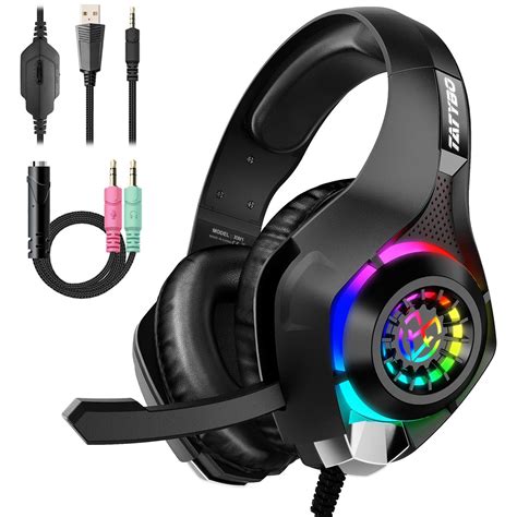 Tatybo Gaming Headset For Ps4 Ps5 Switch Xbox One Pc With Rgb Light