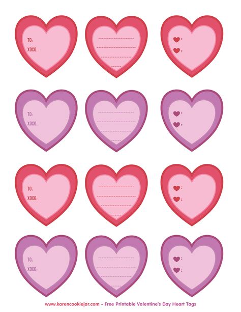 Free Printable Heart Tags Karen Cookie Jar