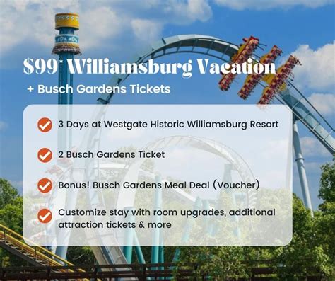 Westgate Resorts, Attraction Tickets, Room Upgrade, Busch Gardens, Meal ...