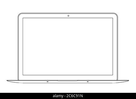 Outline Drawing Laptop Elegant Thin Line Style Design Vector