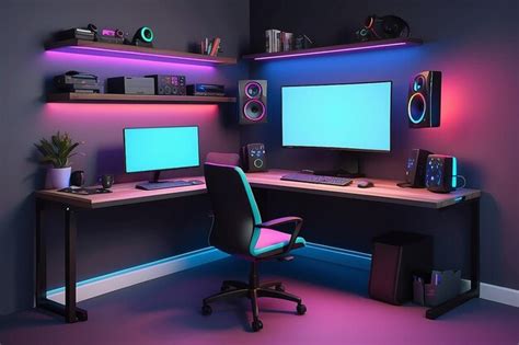 Premium Photo | SpaceSaving Gaming Setup Foldable Desk with RGB Brilliance