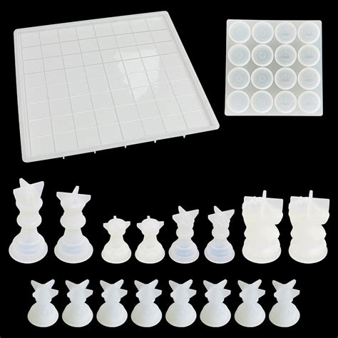 Sutekus Chess Molds For Resin Casting Resin Chess Set Mold With 16