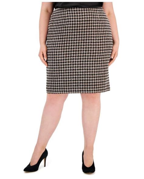 Kasper Plus Size Tweed Pencil Skirt In Black Lyst