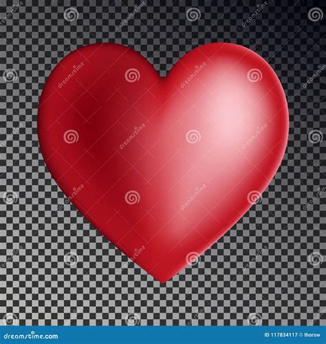 Red Gradient Heart Isolated on Transparent Background. Glossy Heart for Valentine Day. Stock ...