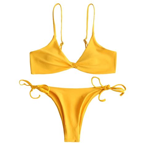 Sexy Twist Front String Bikini Set Summer Beach Women Wire Free