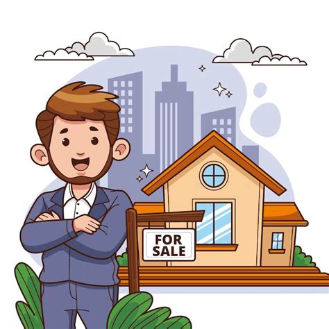 Vetores e ilustrações de Desenho banner corretor imobiliario para