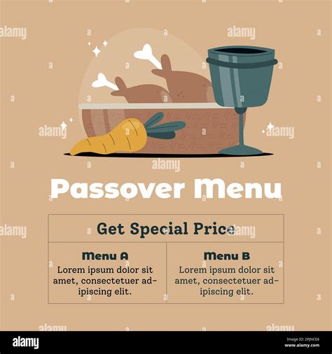 Happy Passover Jewish Holiday Meal Menu Lets Celebrate Seder Pesach Greeting Card With