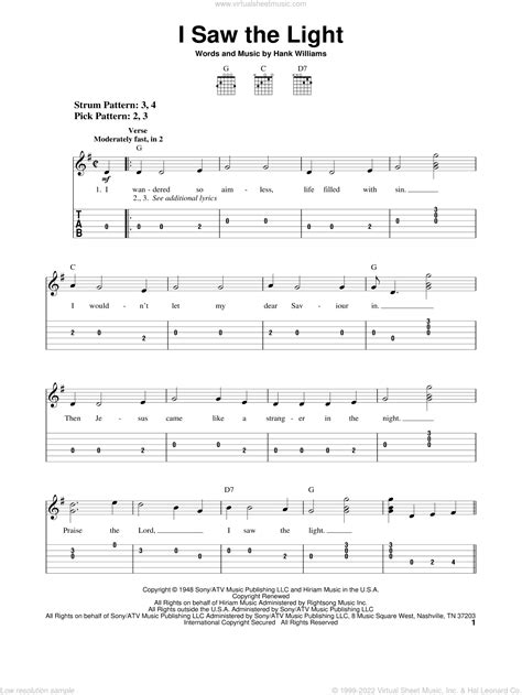 I Saw The Light Sheet Music For Guitar Solo Easy Tablature