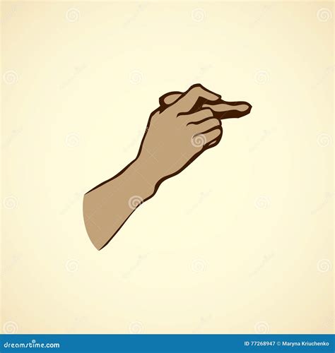 Hand Holding A Stone Vector Drawing Stock Vector Illustration Of