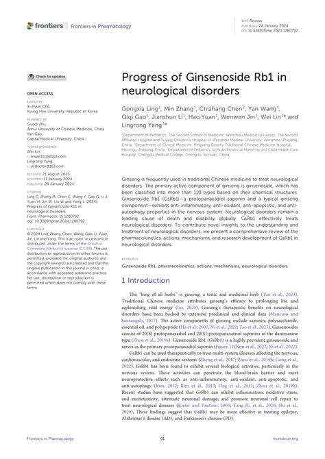 Pdf Progress Of Ginsenoside Rb In Neurological Disorders