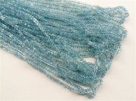 3 5 4 5mm Aquamarine Faceted Rondelle Beads Natural Etsy