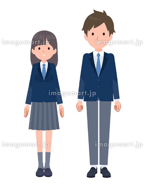 学生男女 正面向き 全身のイラスト素材 [244195295] イメージマート