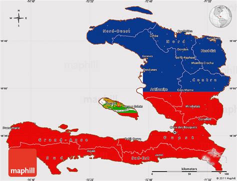 Flag Simple Map Of Haiti