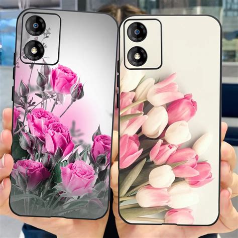 Telefon H Lle F R Motorola Moto E Blume Katze Muster Weiche Tpu R