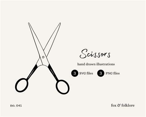 Hand Drawn Scissors Illustration Svg Png File Perfect For Craft Art