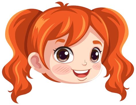 Premium Vector Cute Girl Ginger Hair Head