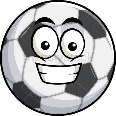 Grinning Soccer Ball Emoji Cartoon Clipart Vector Friendlystock