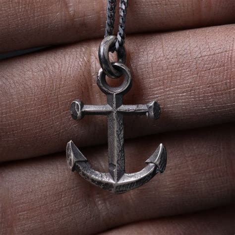 Anchor Necklace For Men Men S Anchor Necklace With Black Etsy Israel