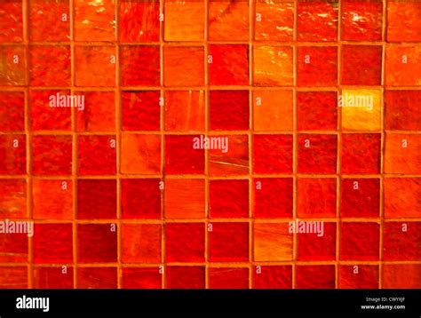 Wall Of Orange Orange Mosaic Tiles Stock Photo Alamy