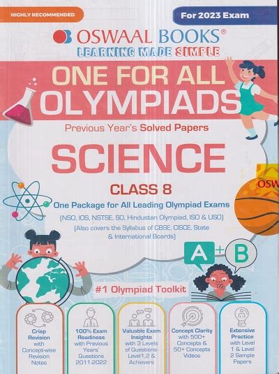 One For All Olympiads Previous Years Solved Papers Science Class 8 Oswaal Books