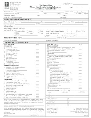 Fillable Online Mssm General Test Requisition Mssm Fax Email Print