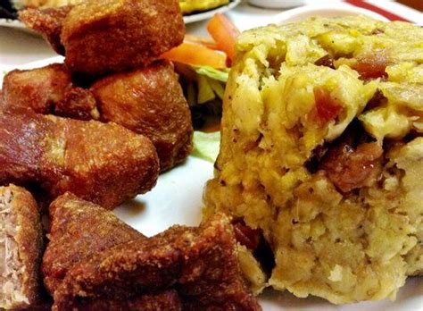 Mofongo Puerto Rican Dish Made With Mashed Fried Plantains Chicharron