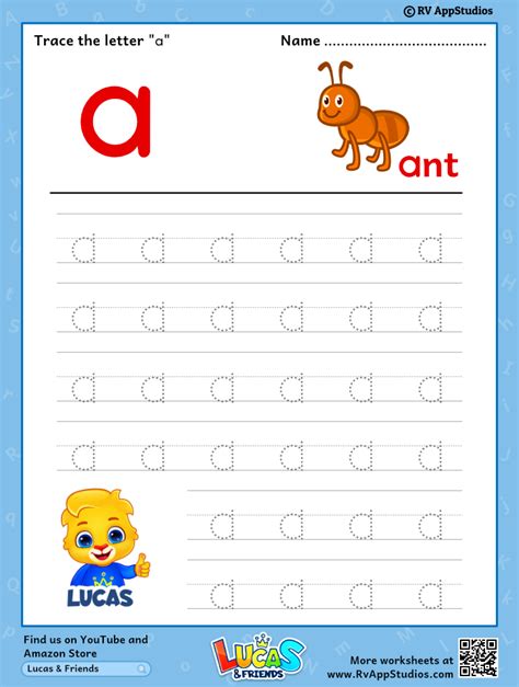 Trace Lowercase Letter A Worksheet For Free