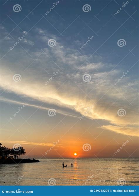 Sunset View at Port Dickson, Malaysia Stock Photo - Image of reflection ...